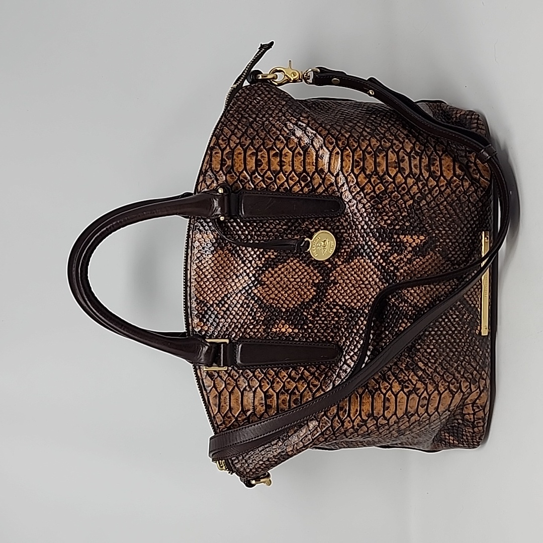 Brahmin Duxbury Satchel Tortoise Seville Snakeskin Phyton Print Bag
